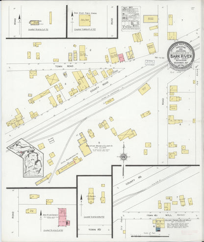 Sanborn Fire Insurance Map from Bark River, Delta County, Michigan (1927), Sheet #0001 - Historic Sanborn Fire Insurance Map Print, vintage old map wall art, antique decor, genealogy gift, Michigan Michigan map