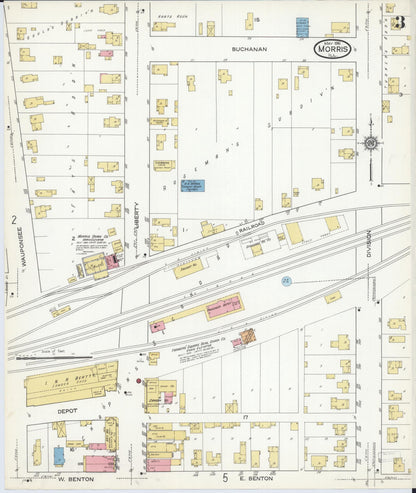 Sanborn Fire Insurance Map from Morris, Grundy County, Illinois (1916), Sheet #0003 - Historic Sanborn Fire Insurance Map Print, vintage old map wall art, antique decor, genealogy gift, Illinois Illinois map