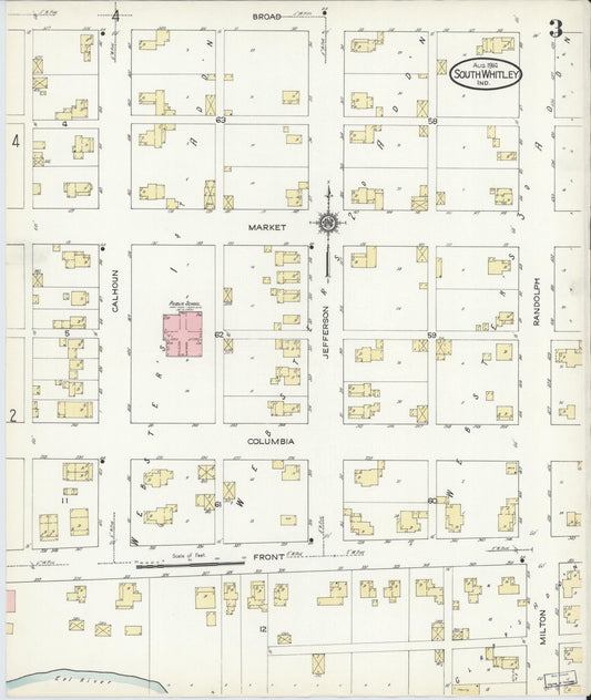 Sanborn Fire Insurance Map from South Whitley, Whitley County, Indiana (1914), Sheet #0003 - Historic Sanborn Fire Insurance Map Print, vintage old map wall art, antique decor, genealogy gift, Indiana Indiana map