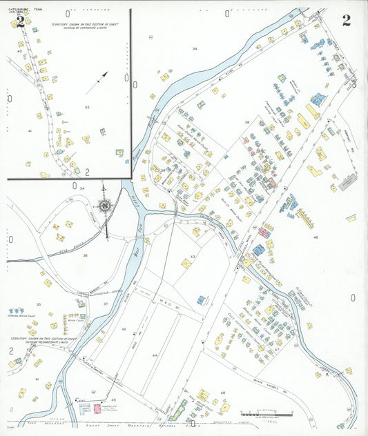 Sanborn Fire Insurance Map from Gatlinburg, Sevier County, Tennessee (1950), Sheet #0002 - Historic Sanborn Fire Insurance Map Print, vintage old map wall art, antique decor, genealogy gift, Tennessee Tennessee map
