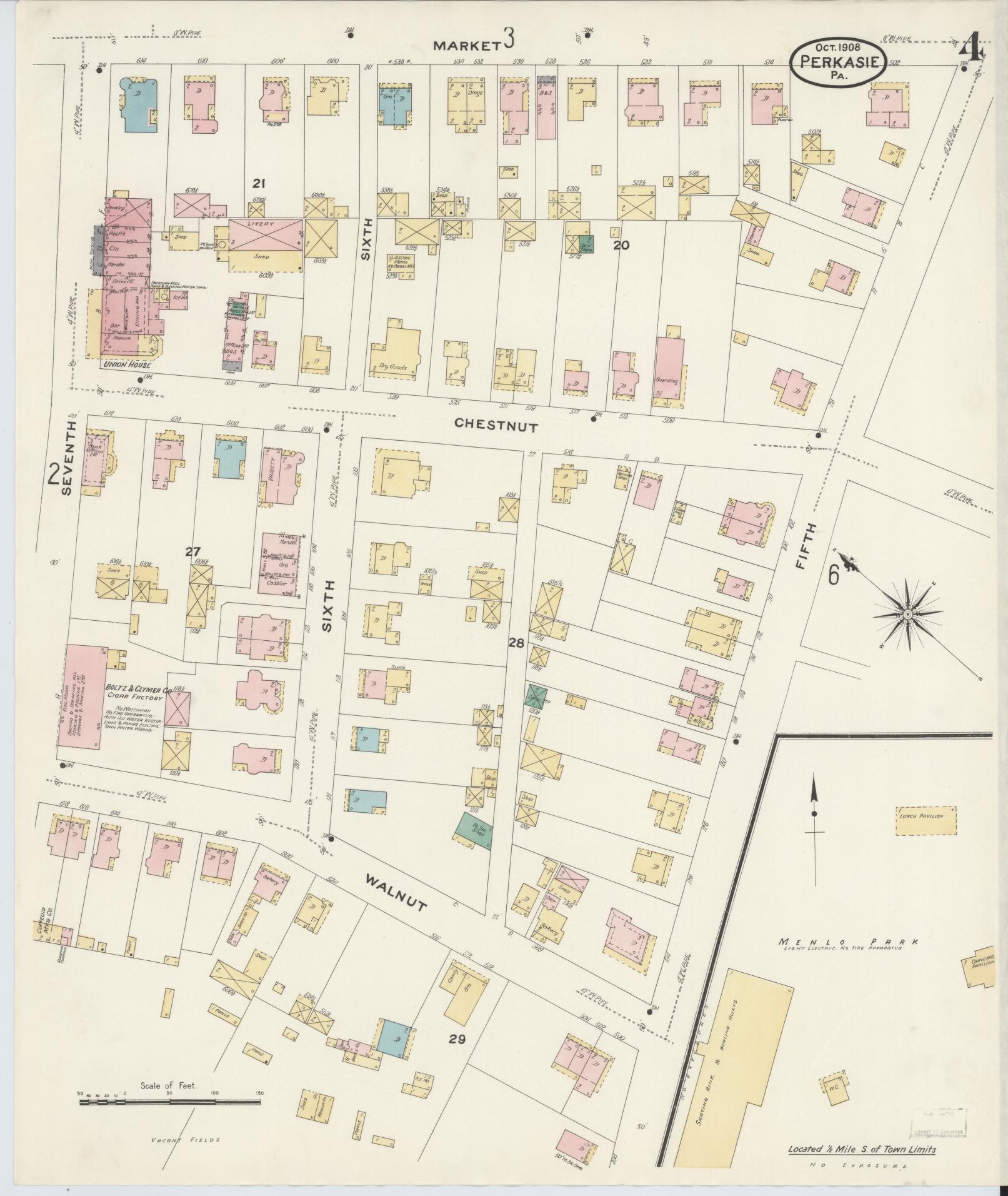 Sanborn Fire Insurance Map from Perkasie, Bucks County, Pennsylvania (1908), Sheet #0004 - Complete Map Set gallery image, historic Sanborn map, vintage wall art, Pennsylvania Pennsylvania