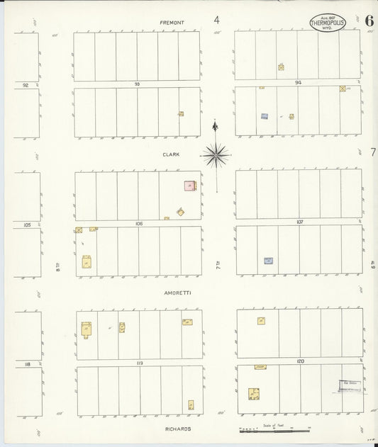 Sanborn Fire Insurance Map from Thermopolis, Hot Springs County, Wyoming (1907), Sheet #0006 - Historic Sanborn Fire Insurance Map Print, vintage old map wall art, antique decor, genealogy gift, Wyoming Wyoming map