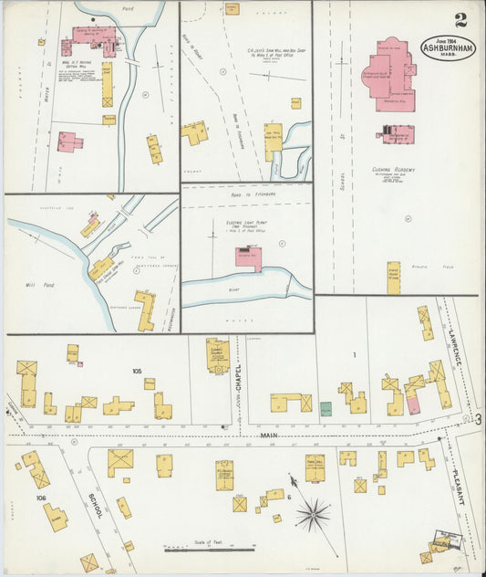 Sanborn Fire Insurance Map from Ashburnham, Worcester County, Massachusetts (1904), Sheet #0002 - Historic Sanborn Fire Insurance Map Print, vintage old map wall art, antique decor, genealogy gift, Massachusetts Massachusetts map