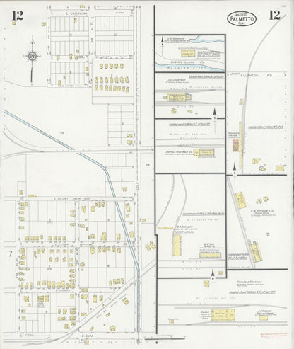 Sanborn Fire Insurance Map from Palmetto, Manatee County, Florida (1930), Sheet #0012 - Historic Sanborn Fire Insurance Map Print, vintage old map wall art, antique decor, genealogy gift, Florida Florida map