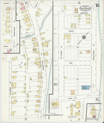 Sanborn Fire Insurance Map from Huntingdon, Huntingdon County, Pennsylvania (1911), Sheet #0015 - Complete Map Set gallery image, historic Sanborn map, vintage wall art, Pennsylvania Pennsylvania