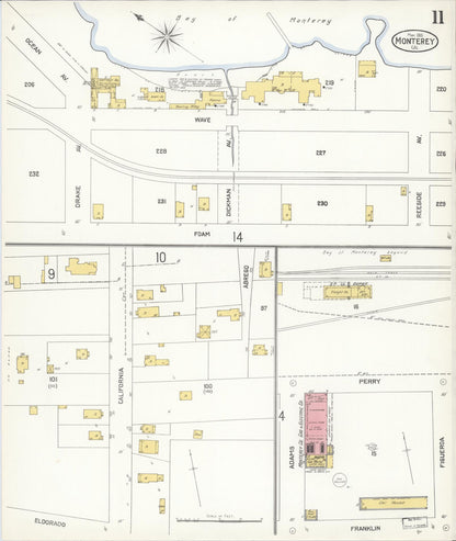 Sanborn Fire Insurance Map from Monterey, Monterey County, California (1905), Sheet #0011 - Historic Sanborn Fire Insurance Map Print, vintage old map wall art, antique decor, genealogy gift, California California map