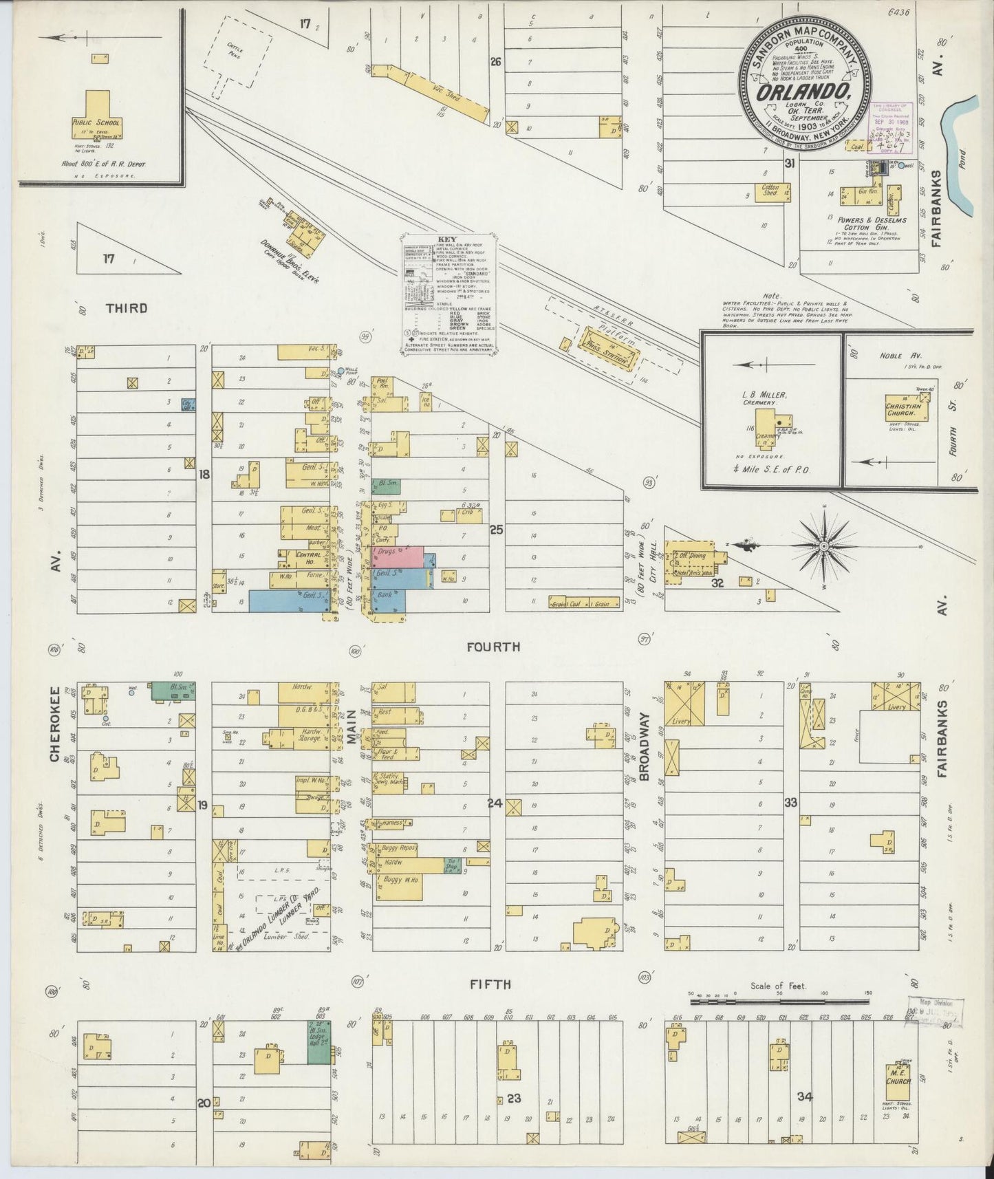Sanborn Fire Insurance Map from Orlando, Logan County, Oklahoma (1903), Sheet #0001 - Historic Sanborn Fire Insurance Map Print, vintage old map wall art, antique decor, genealogy gift, Oklahoma Oklahoma map