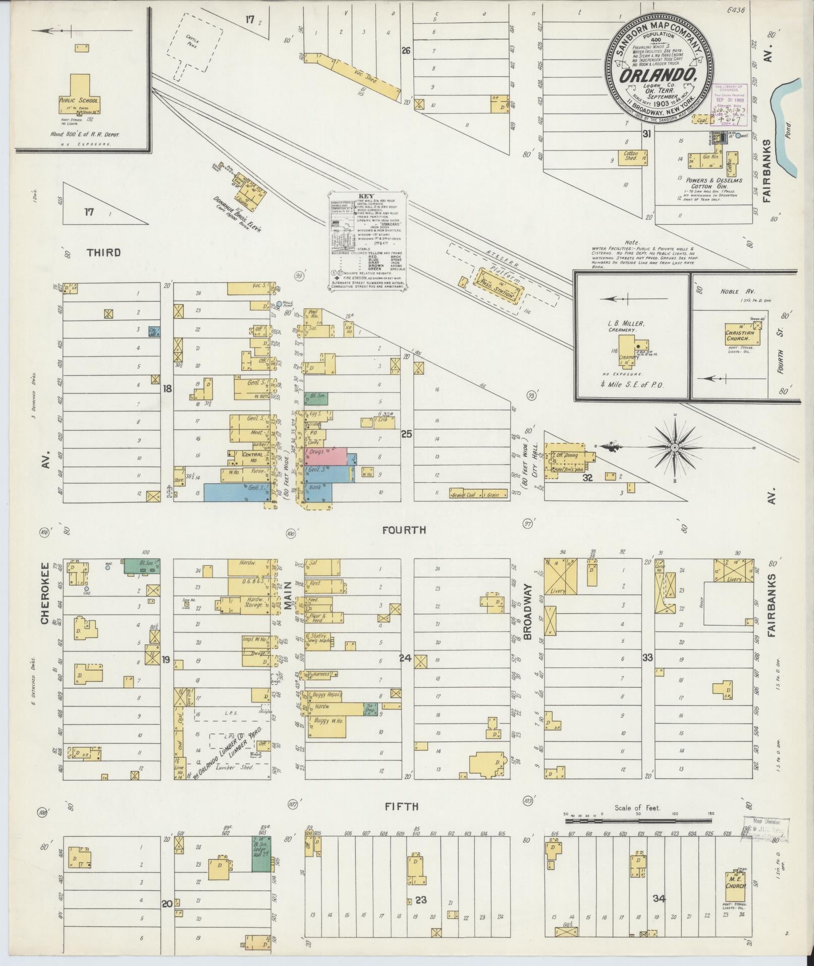 Sanborn Fire Insurance Map from Orlando, Logan County, Oklahoma (1903), Sheet #0001 - Historic Sanborn Fire Insurance Map Print, vintage old map wall art, antique decor, genealogy gift, Oklahoma Oklahoma map