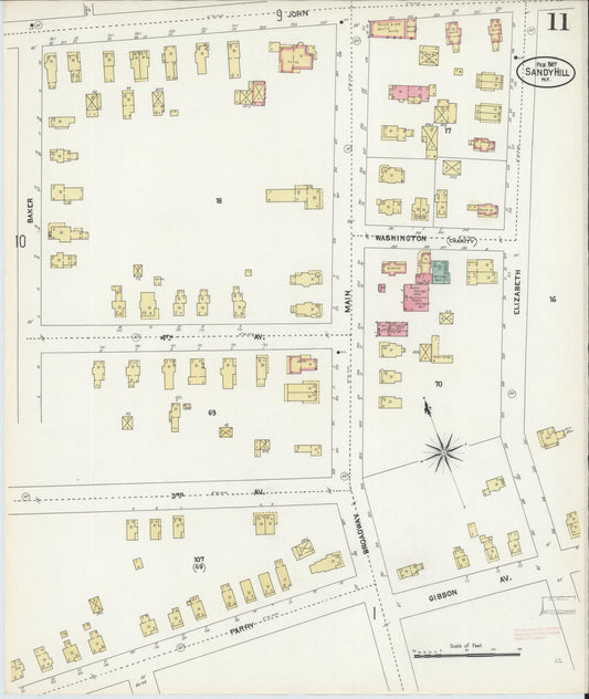 Sanborn Fire Insurance Map from Sandy Hill, Washington County, New York (1907), Sheet #0011 - Historic Sanborn Fire Insurance Map Print, vintage old map wall art, antique decor, genealogy gift, New York New York map