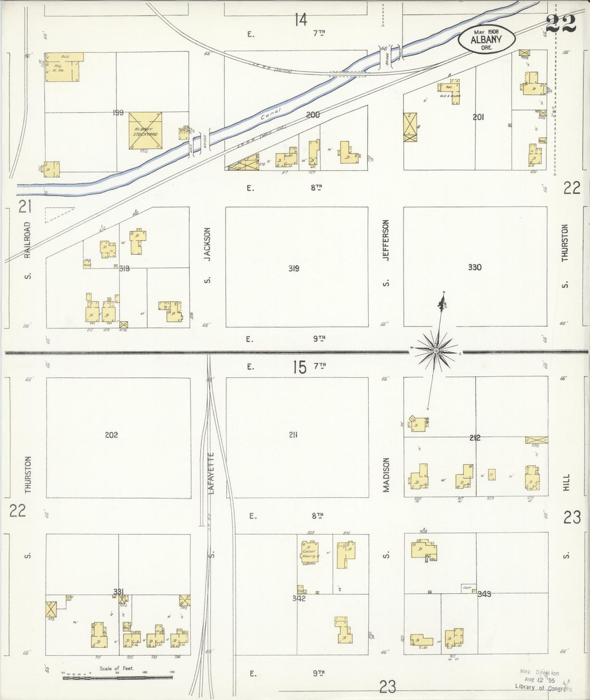 Sanborn Fire Insurance Map from Albany, Linn County, Oregon (1908), Sheet #0022 - Historic Sanborn Fire Insurance Map Print, vintage old map wall art, antique decor, genealogy gift, Oregon Oregon map