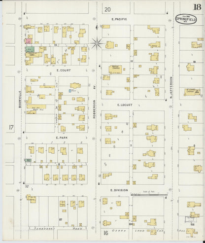 Sanborn Fire Insurance Map from Springfield, Greene County, Missouri (1896), Sheet #0018 - Complete Map Set gallery image, historic Sanborn map, vintage wall art, Missouri Missouri