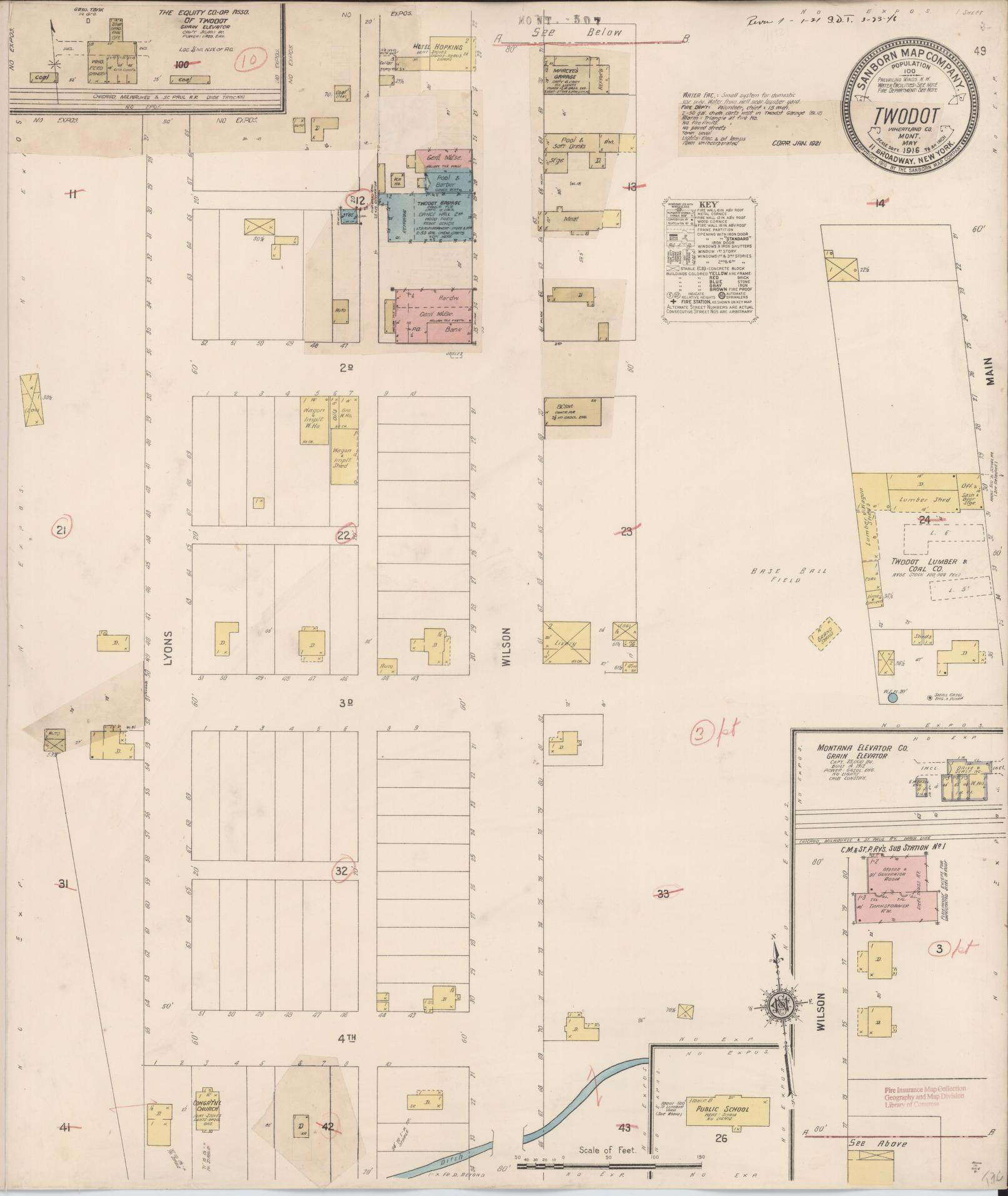 Sanborn Fire Insurance Map from Twodot, Wheatland County, Montana. (1921) – Historic Sanborn Fire Insurance Map Print