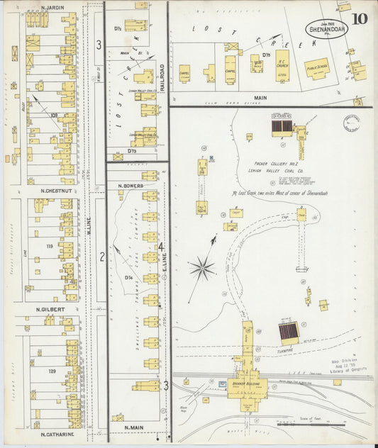 Sanborn Fire Insurance Map from Shenandoah, Schuylkill County, Pennsylvania (1902), Sheet #0010 - Historic Sanborn Fire Insurance Map Print, vintage old map wall art, antique decor, genealogy gift, Pennsylvania Pennsylvania map