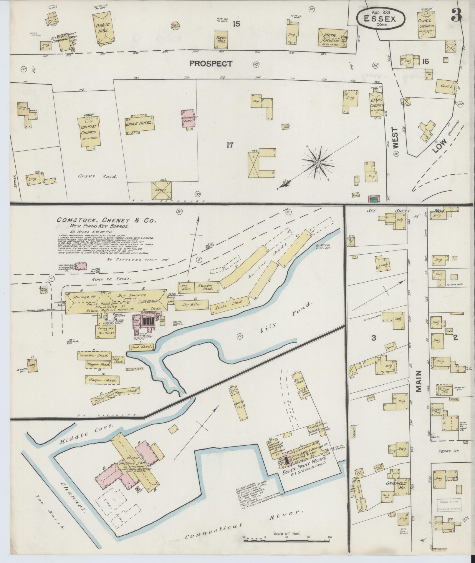 Sanborn Fire Insurance Map from Essex, Middlesex County, Connecticut (1889), Sheet #0003 - Complete Map Set gallery image, historic Sanborn map, vintage wall art, Connecticut Connecticut