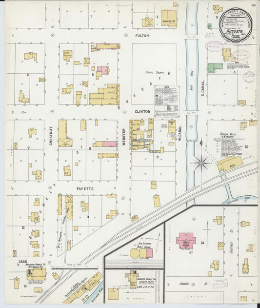 Sanborn Fire Insurance Map from Augusta, Kalamazoo County, Michigan (1899), Sheet #0001 - Historic Sanborn Fire Insurance Map Print, vintage old map wall art, antique decor, genealogy gift, Michigan Michigan map