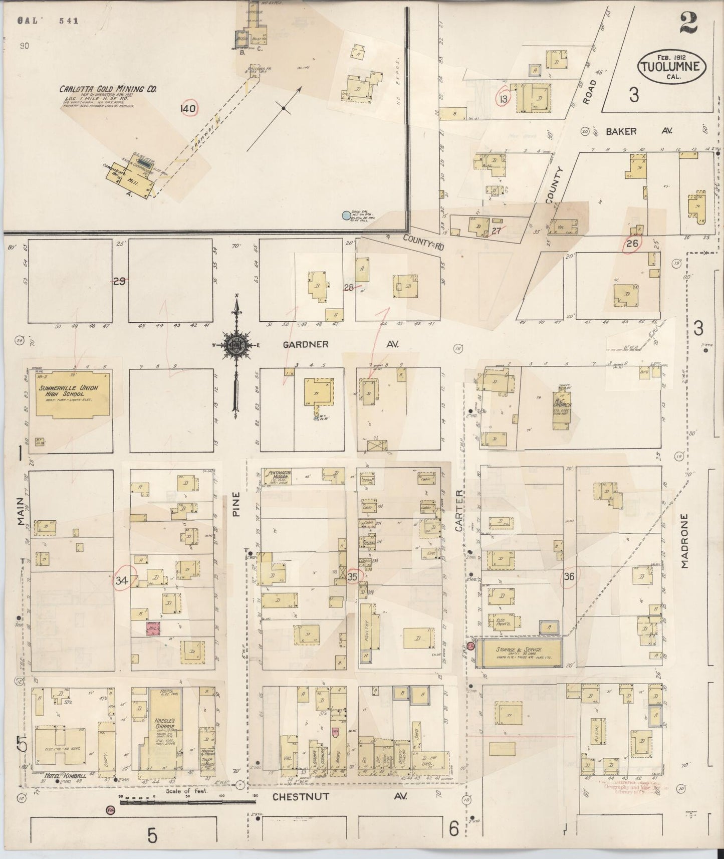Sanborn Fire Insurance Map from Tuolumne, Tuolumne County, California (1929), Sheet #0002 - Complete Map Set gallery image, historic Sanborn map, vintage wall art, California California