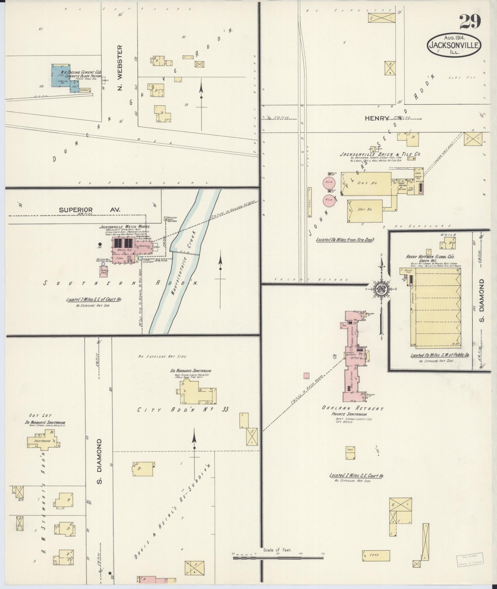 Sanborn Fire Insurance Map from Jacksonville, Morgan County, Illinois. (1914), Sheet 29 – Historic Sanborn Fire Insurance Map Print