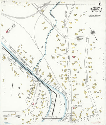 Sanborn Fire Insurance Map from Collinsville, Hartford County, Connecticut (1921), Sheet #0006 - Complete Map Set gallery image, historic Sanborn map, vintage wall art, Connecticut Connecticut
