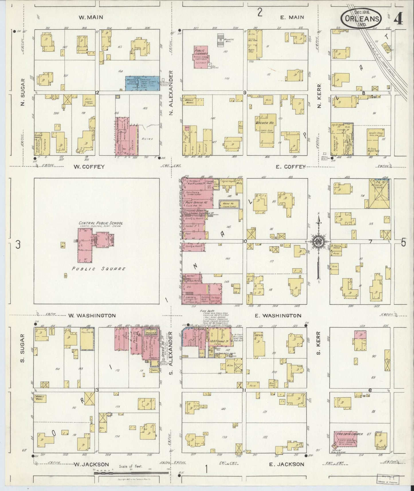 Sanborn Fire Insurance Map from Orleans, Orange County, Indiana (1916), Sheet #0004 - Complete Map Set gallery image, historic Sanborn map, vintage wall art, Indiana Indiana