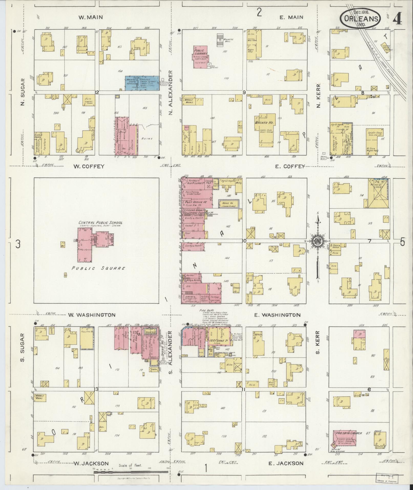 Sanborn Fire Insurance Map from Orleans, Orange County, Indiana (1916), Sheet #0004 - Complete Map Set gallery image, historic Sanborn map, vintage wall art, Indiana Indiana