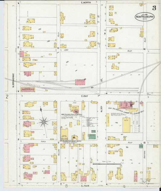 Sanborn Fire Insurance Map from New Philadelphia, Tuscarawas County, Ohio (1901), Sheet #0003 - Historic Sanborn Fire Insurance Map Print, vintage old map wall art, antique decor, genealogy gift, Ohio Ohio map