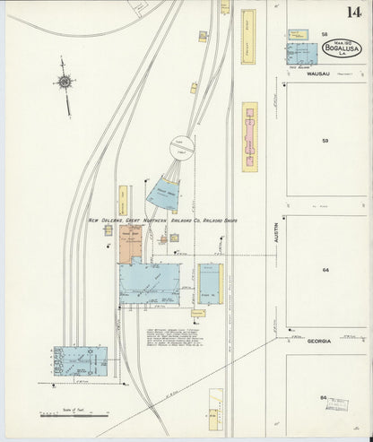 Sanborn Fire Insurance Map from Bogalusa, Washington Parish, Louisiana (1910), Sheet #0014 - Complete Map Set gallery image, historic Sanborn map, vintage wall art, Louisiana Louisiana