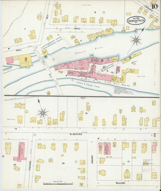 Sanborn Fire Insurance Map from Seneca Falls, Seneca County, New York (1904), Sheet #0010 - Historic Sanborn Fire Insurance Map Print, vintage old map wall art, antique decor, genealogy gift, New York New York map