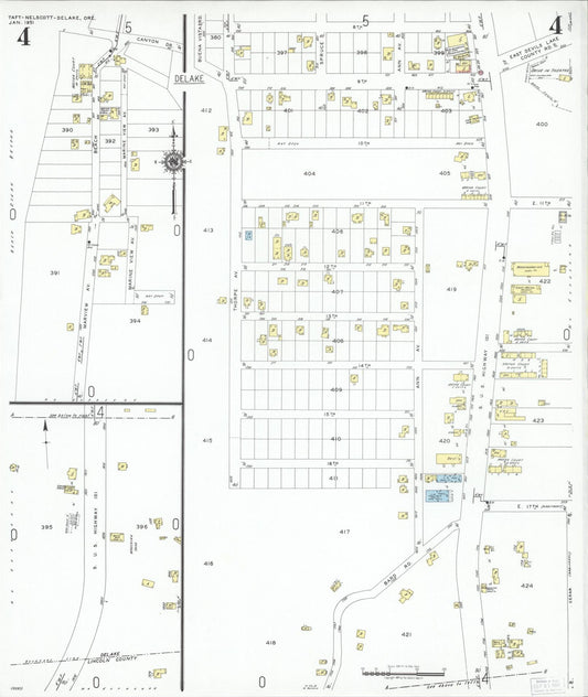 Sanborn Fire Insurance Map from Taft, Lincoln County, Oregon (1951), Sheet #0004 - Historic Sanborn Fire Insurance Map Print, vintage old map wall art, antique decor, genealogy gift, Oregon Oregon map