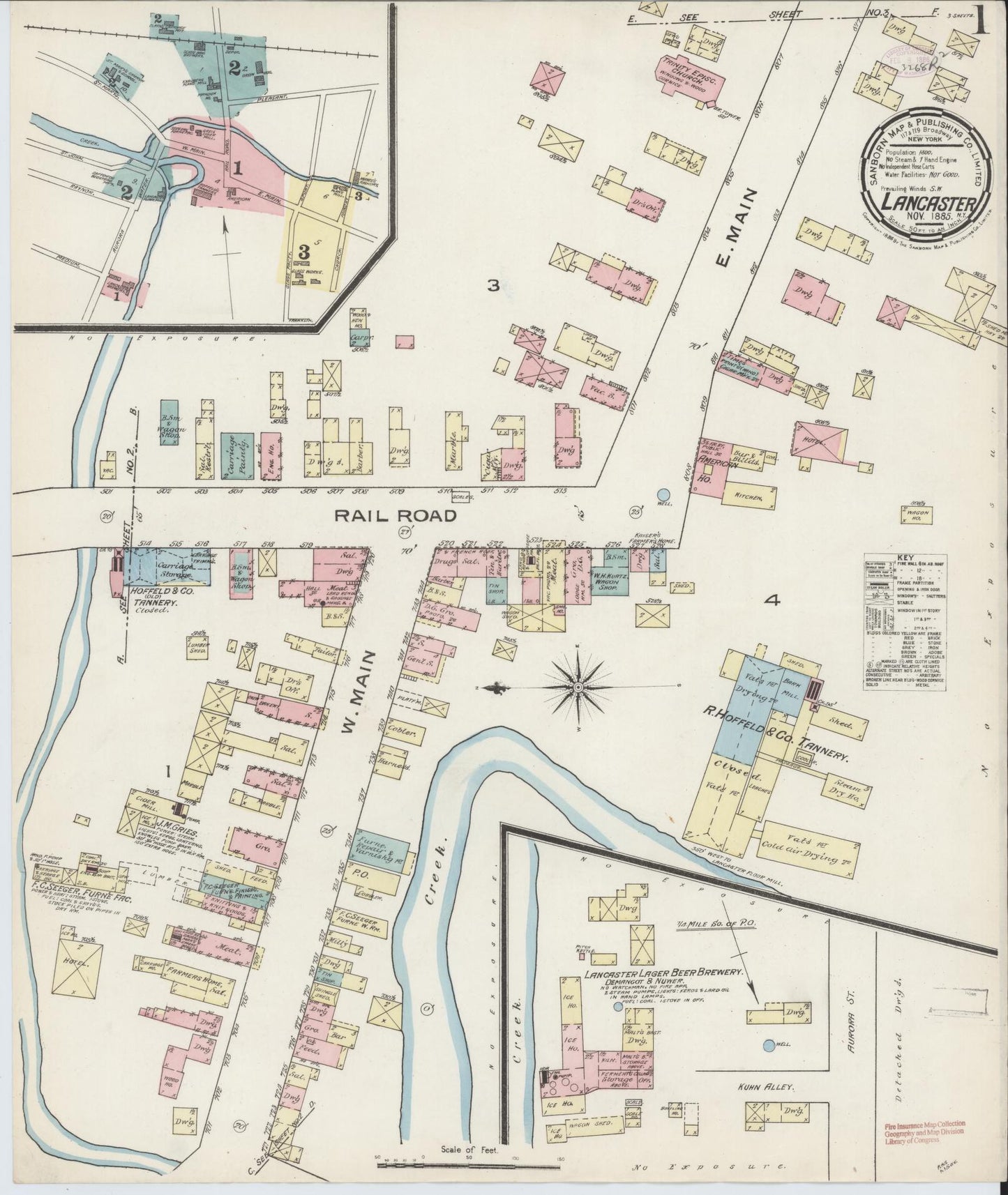Sanborn Fire Insurance Map from Lancaster, Erie County, New York. (1885) – Historic Sanborn Fire Insurance Map Print