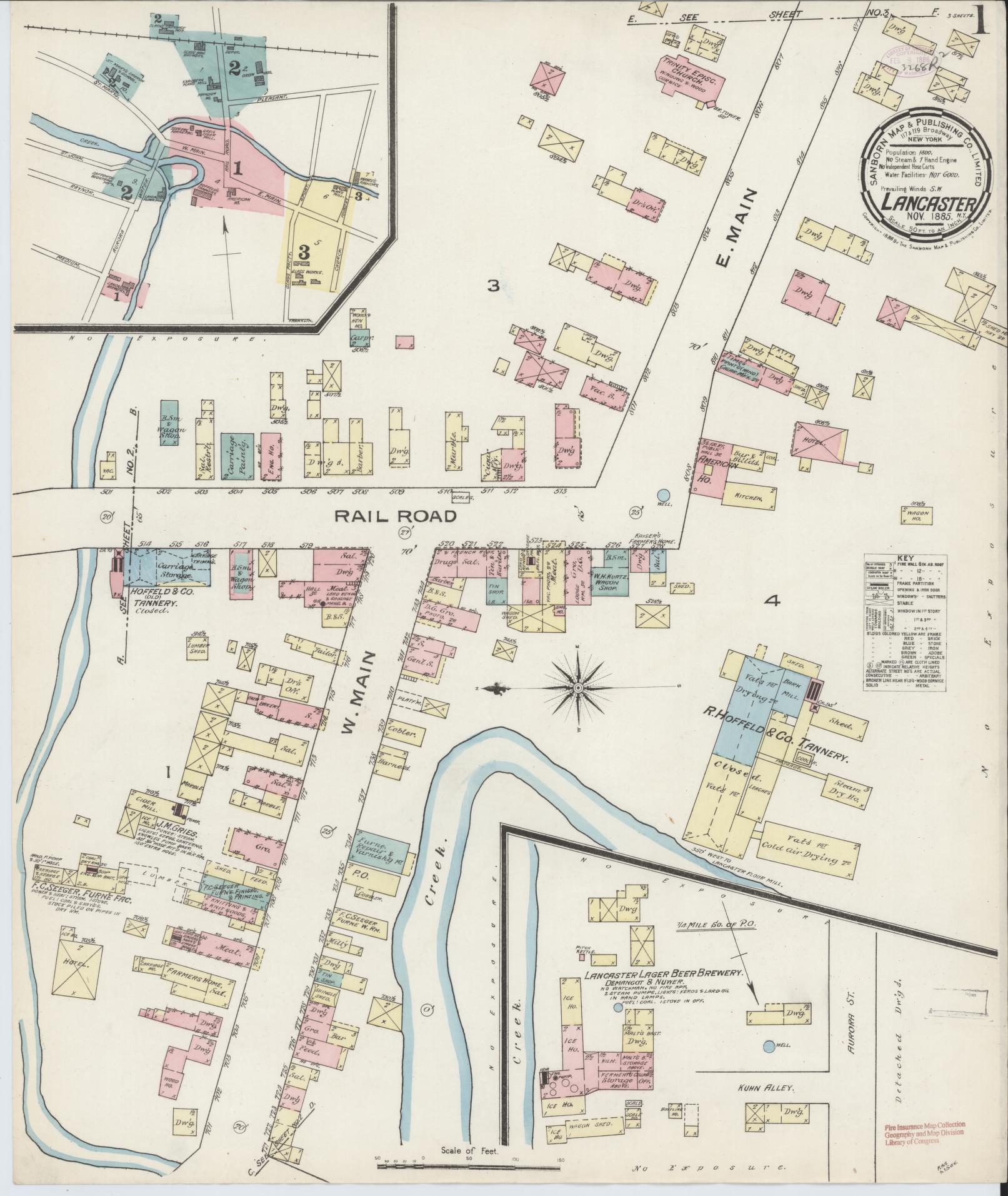 Sanborn Fire Insurance Map from Lancaster, Erie County, New York. (1885) – Historic Sanborn Fire Insurance Map Print