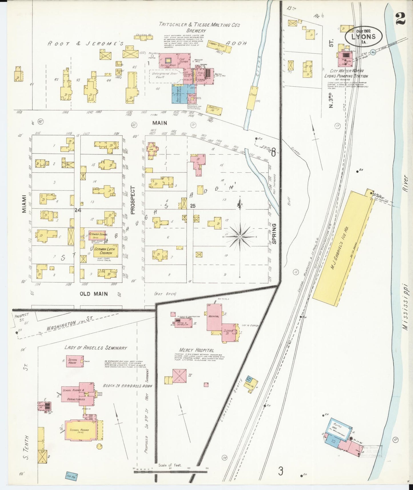 Sanborn Fire Insurance Map from Lyons, Clinton County, Iowa (1902), Sheet #0002 - Historic Sanborn Fire Insurance Map Print