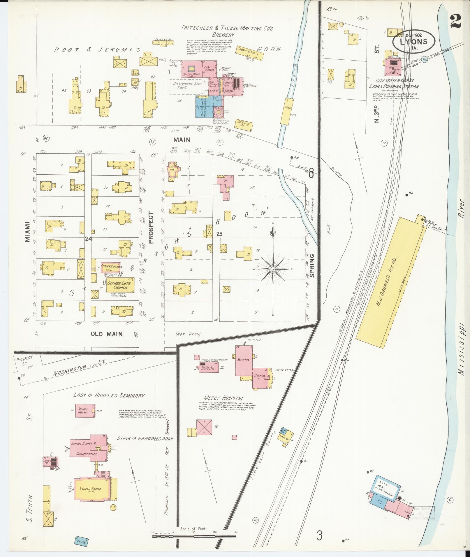 Sanborn Fire Insurance Map from Lyons, Clinton County, Iowa (1902), Sheet #0002 - Historic Sanborn Fire Insurance Map Print