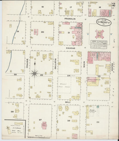 Sanborn Fire Insurance Map from Liberty, Clay County, Missouri (1883), Sheet #0002 - Complete Map Set gallery image, historic Sanborn map, vintage wall art, Missouri Missouri