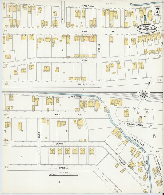 Sanborn Fire Insurance Map from Turtle Creek Valley, Allegheny County, Pennsylvania (1906), Sheet #0007 - Historic Sanborn Fire Insurance Map Print, vintage old map wall art, antique decor, genealogy gift, Pennsylvania Pennsylvania map