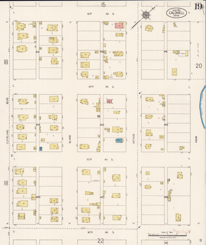 Sanborn Fire Insurance Map from Caldwell, Canyon County, Idaho (1921), Sheet #0019 - Complete Map Set gallery image, historic Sanborn map, vintage wall art, Idaho Idaho