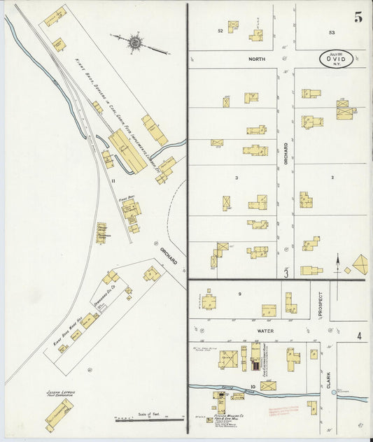 Sanborn Fire Insurance Map from Ovid, Seneca County, New York (1911), Sheet #0005 - Historic Sanborn Fire Insurance Map Print, vintage old map wall art, antique decor, genealogy gift, New York New York map