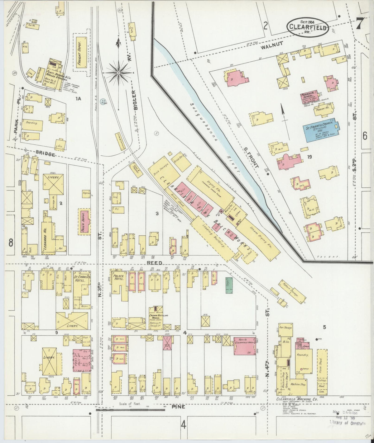 Sanborn Fire Insurance Map from Clearfield, Clearfield County, Pennsylvania (1904), Sheet #0007 - Complete Map Set gallery image, historic Sanborn map, vintage wall art, Pennsylvania Pennsylvania