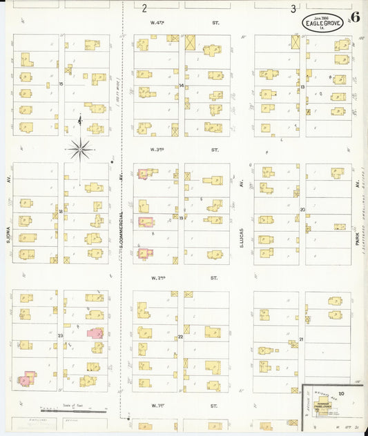 Sanborn Fire Insurance Map from Eagle Grove, Wright County, Iowa (1906), Sheet #0006 - Historic Sanborn Fire Insurance Map Print, vintage old map wall art