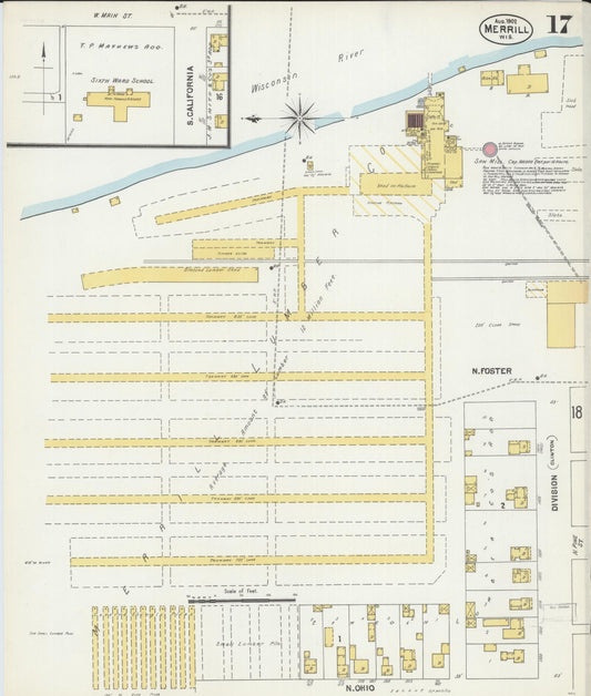 Sanborn Fire Insurance Map from Merrill, Lincoln County, Wisconsin (1902), Sheet #0017 - Historic Sanborn Fire Insurance Map Print, vintage old map wall art, antique decor, genealogy gift, Wisconsin Wisconsin map