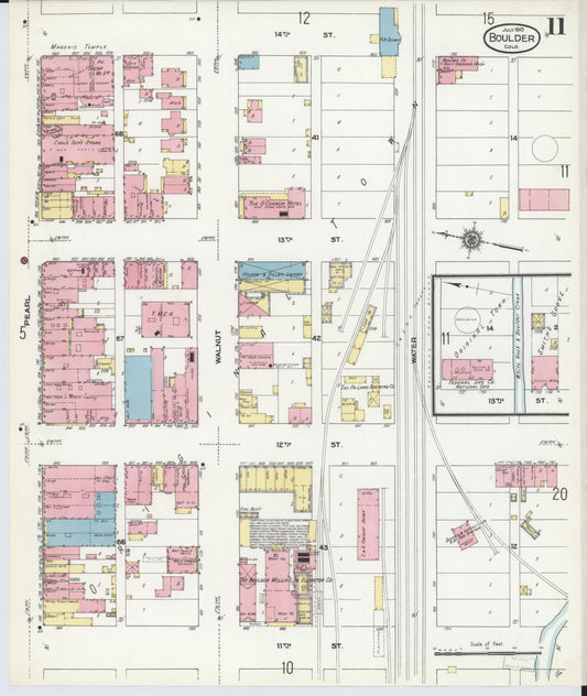 Sanborn Fire Insurance Map from Boulder, Boulder County, Colorado (1910), Sheet #0011 - Historic Sanborn Fire Insurance Map Print, vintage old map wall art, antique decor, genealogy gift, Colorado Colorado map