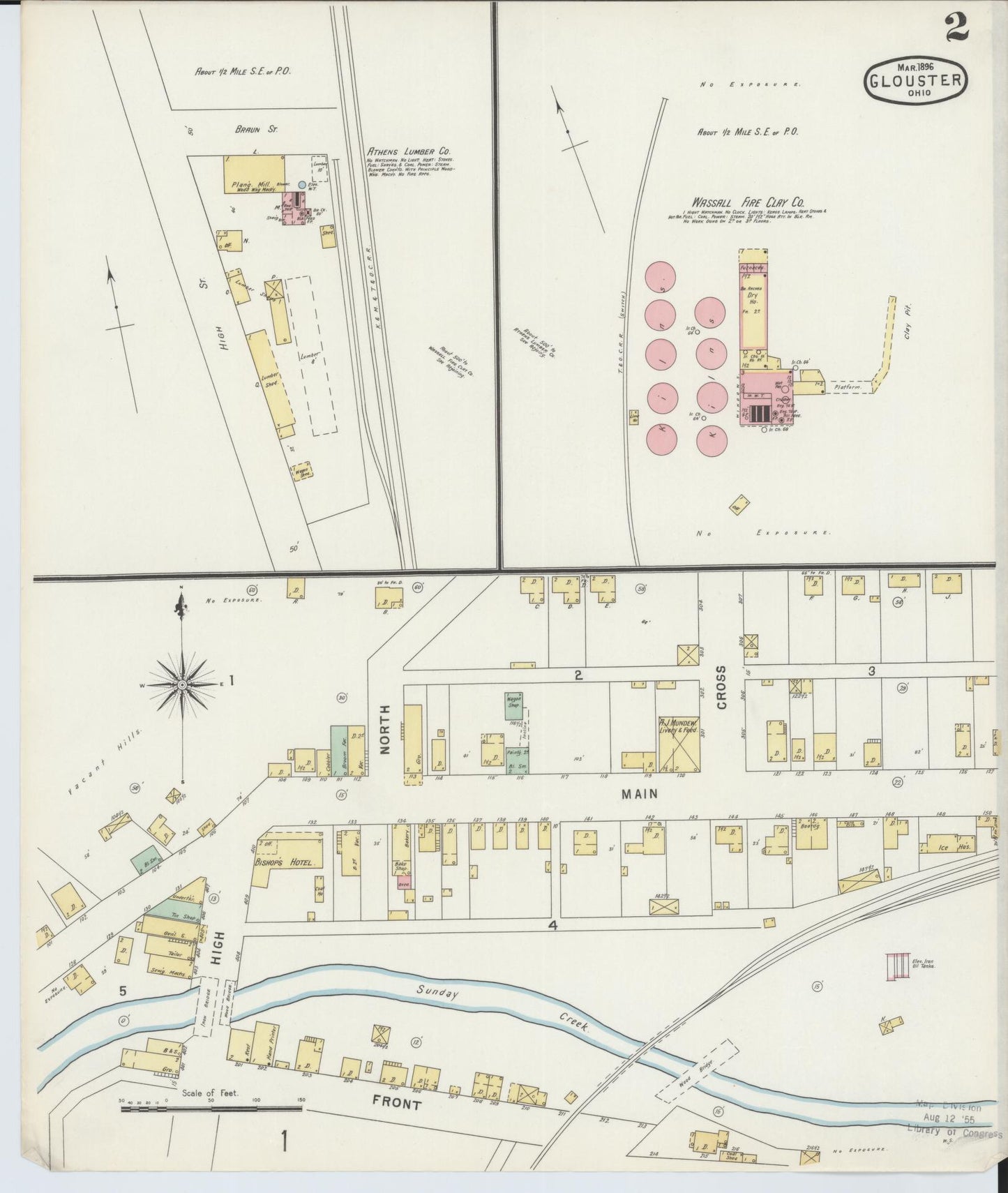Sanborn Fire Insurance Map from Glouster, Athens County, Ohio (1896), Sheet #0002 - Historic Sanborn Fire Insurance Map Print, vintage old map wall art, antique decor, genealogy gift, Ohio Ohio map
