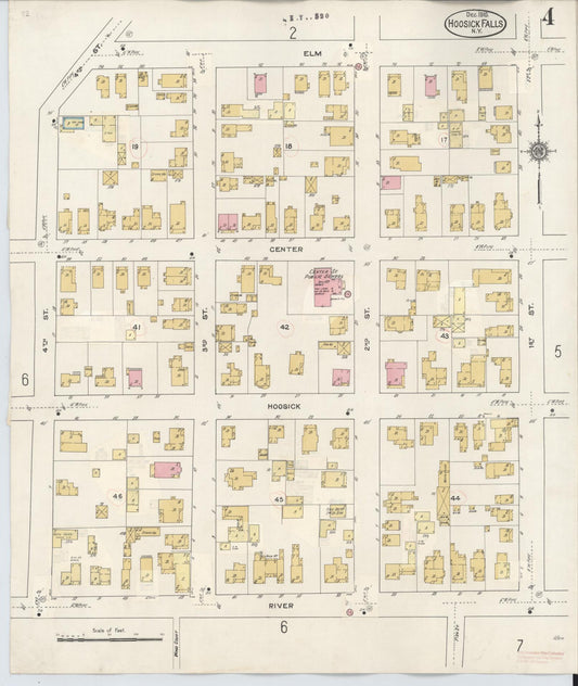 Sanborn Fire Insurance Map from Hoosick Falls, Rensselaer County, New York (1945), Sheet #0004 - Historic Sanborn Fire Insurance Map Print, vintage old map wall art, antique decor, genealogy gift, New York New York map