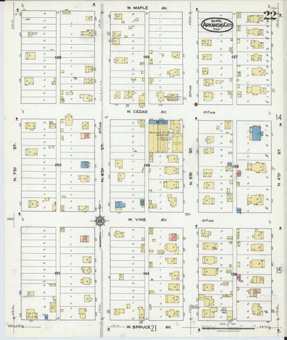 Sanborn Fire Insurance Map from Arkansas City, Cowley County, Kansas (1920), Sheet #0022 - Complete Map Set gallery image, historic Sanborn map, vintage wall art, Arkansas Arkansas
