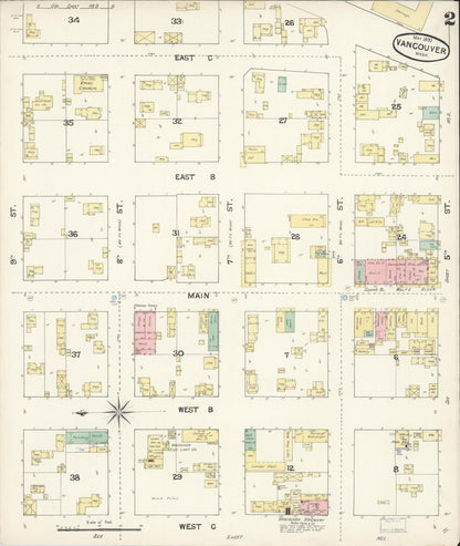 Sanborn Fire Insurance Map from Vancouver, Clark County, Washington (1890), Sheet #0002 - Complete Map Set gallery image, historic Sanborn map, vintage wall art, Washington Washington