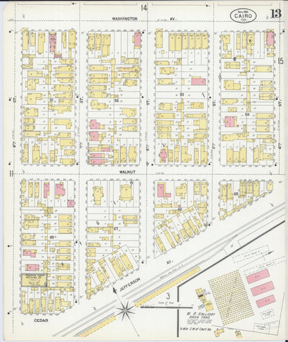 Sanborn Fire Insurance Map from Cairo, Alexander County, Illinois (1901), Sheet #0013 - Complete Map Set gallery image, historic Sanborn map, vintage wall art, Illinois Illinois