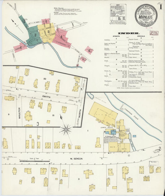 Sanborn Fire Insurance Map from Manlius, Onondaga County, New York (1909), Sheet #0001 - Complete Map Set gallery image, historic Sanborn map, vintage wall art, New York New York
