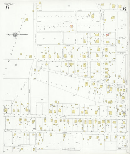 Sanborn Fire Insurance Map from Rockwall, Rockwall County, Texas (1934), Sheet #0006 - Complete Map Set gallery image, historic Sanborn map, vintage wall art, Texas Texas