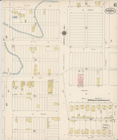 Sanborn Fire Insurance Map from Sparks, Washoe County, Nevada (1912), Sheet #0006 - Complete Map Set gallery image, historic Sanborn map, vintage wall art, Nevada Nevada