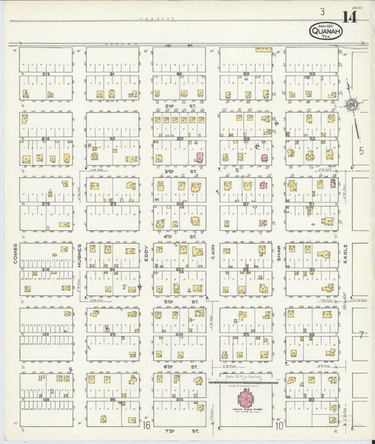 Sanborn Fire Insurance Map from Quanah, Hardeman County, Texas (1921), Sheet #0014 - Historic Sanborn Fire Insurance Map Print, vintage old map wall art, antique decor, genealogy gift, Texas Texas map