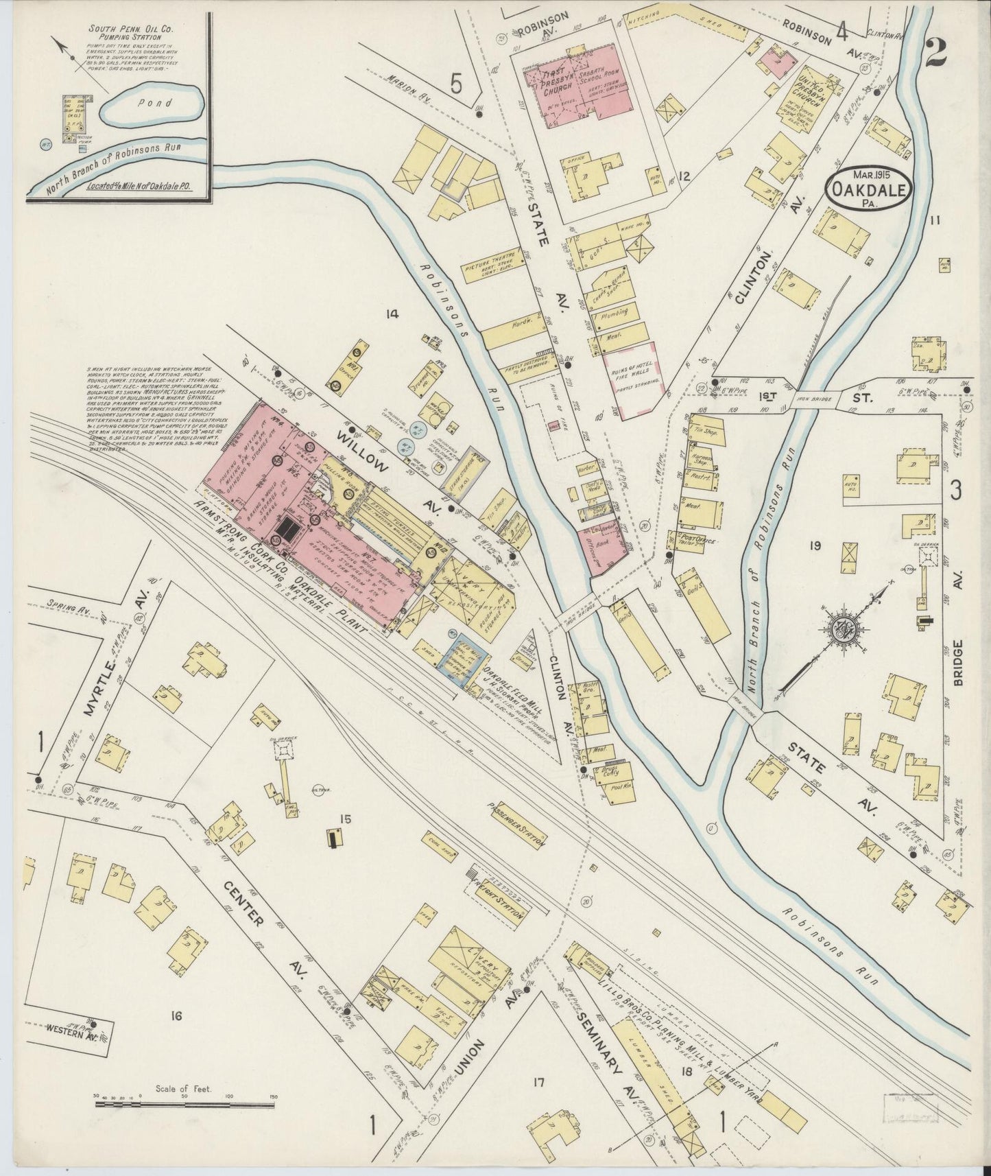 Sanborn Fire Insurance Map from Oakdale, Allegheny County, Pennsylvania (1915), Sheet #0002 - Complete Map Set gallery image, historic Sanborn map, vintage wall art, Pennsylvania Pennsylvania